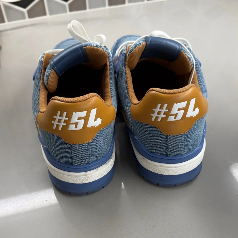 Louis Vuitton Blue Denim Sneakers with White Laces - Picture 3 of 4